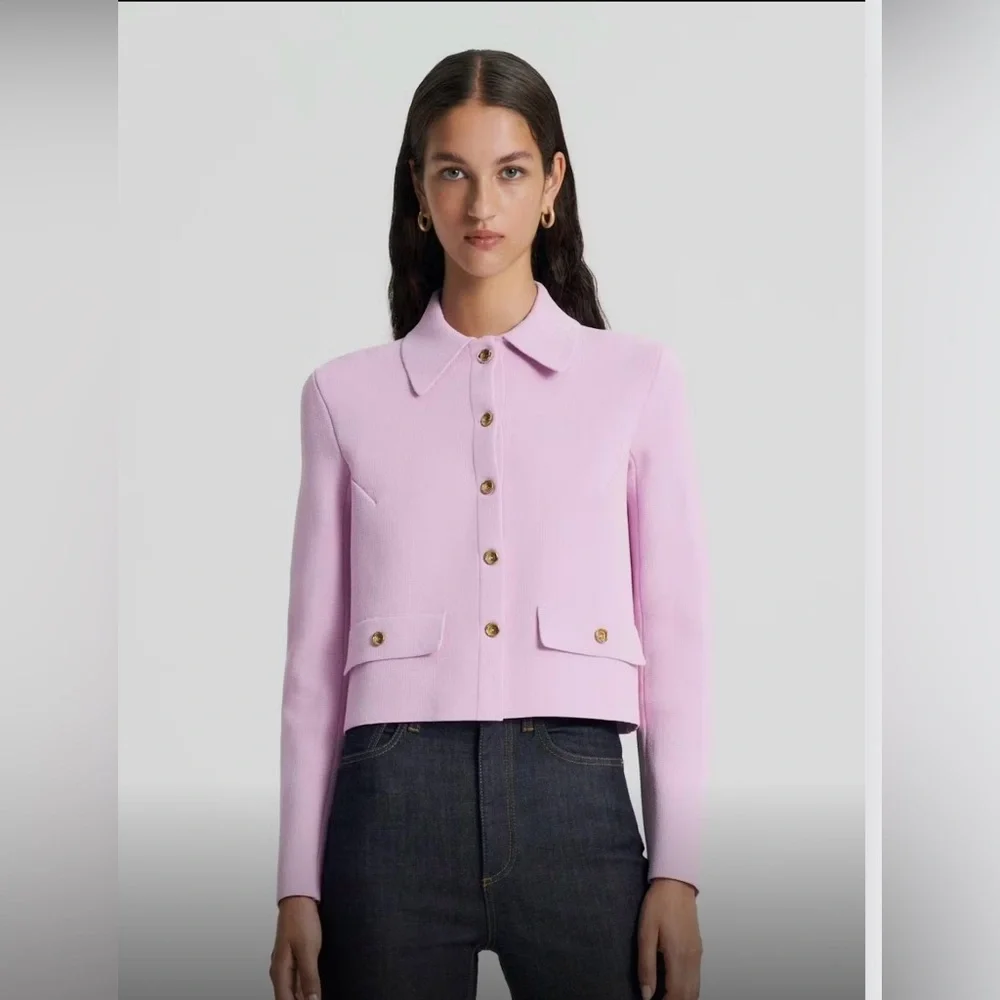 Crepe Knit Button Jacket - Picture 3 of 6